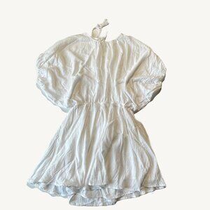 NWT Aerie White Elastic Waist Open Back Dress with Short Sleeves Size Small